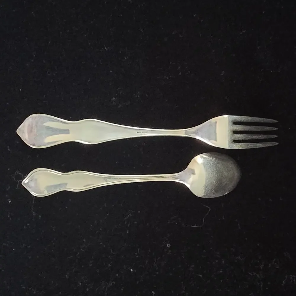 Vintage Rockford Silver Plate Co Fork Spoon Children's Engraved 
